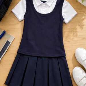 Girls Pleated School Uniform Dress